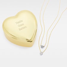 Engraved Heart Box and Double-Layer Hamsa Necklace Set  - 56471