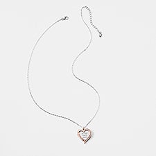 Engraved Sterling Silver/Rose Gold Mom Heart Swing Necklace  - 56473