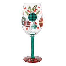 A Plaid Kind of Christmas Wine Glass - 56501