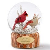 Engraved Cardinal Couple Musical Snow Globe - 56522