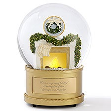 Engraved Fireplace Light Up Musical Snow Globe   - 56524