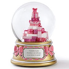Kittenish Engraved Pink Presents Musical Globe - 56530