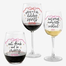 Kittenish Personalized Holiday Spirits Wine Glass Collection - 56615