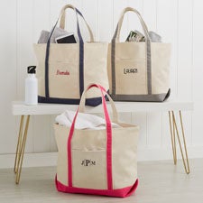 Personalized Canvas Storage Totes - Monogram & Name