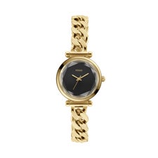 Engraved Fossil Carlie Gold with Black Dial Watch - 57055