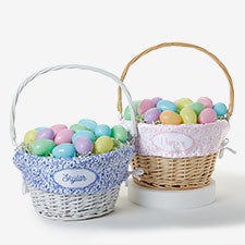 Bunny Toile Personalized Easter Basket with Folding Handle - 57192