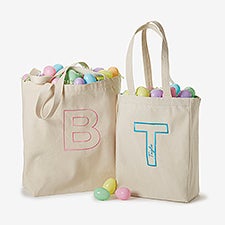 Initial Statement Embroidered Canvas Tote Bags - 57195