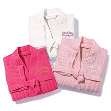 Embroidered Bow Waffle Weave Robe by Jessie James Decker  - 57329