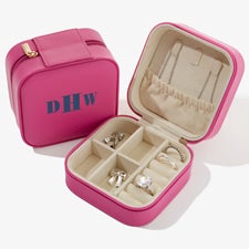 Bold & Chic Personalized Small Leatherette Travel Jewelry Case  - 57459