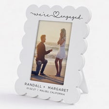 Newly Engaged Personalized Scallop Edge Picture Frame - 57483