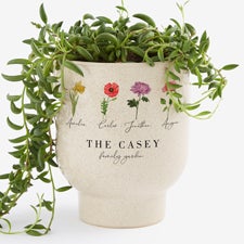 Birth Month Flower Personalized Pedestal Pot - Tan - 57594