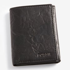 Engraved Fossil Black Ingram Trifold Wallet - 57723