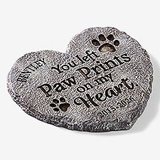 Paw Prints On My Heart Personalized Memorial Heart Garden Stone - 57812