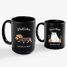 Halloween Paws Personalized Black Mugs  - 57931