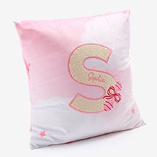 Baby Girl Embroidered Applique Throw Pillow - 57956