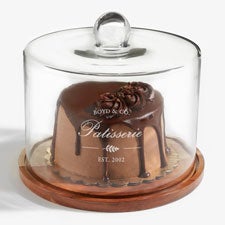 Engraved Cake Dome with Acacia Wood Base by Nikki Boyd - 58156