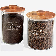 Personalized Glass Container with Acacia Lid by Nikki Boyd - 58161