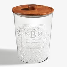 Etched Glass and Acacia Ice Bucket by Nikki Boyd - 58166