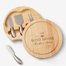Engraved Round Cheese Board & Tool Set by Nikki Boyd - 58172