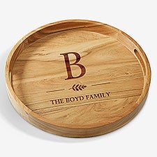 Engraved Acacia Wood Round Serving Tray by Nikki Boyd - 58197
