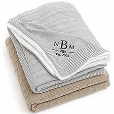 Embroidered Cable Knit Throw Blanket by Nikki Boyd  - 58205
