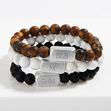 Engraved Initial Men's Beaded Bracelet  - 58280