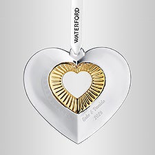 Etched Waterford Heart with Gold Ornament - 58309
