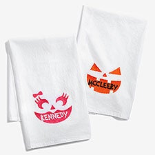 Jack-o-Lantern Face Embroidered Tea Towel - 58701