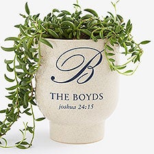 Laurel Initial Personalized Pedestal Flower Pot - Tan  - 58703
