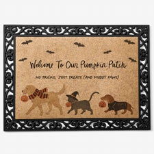 Halloween Paws Personalized 18x27 Synthetic Coir Doormat  - 58735