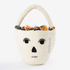 Embroidered Felt Skull Halloween Treat Bag  - 58740