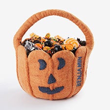 Embroidered Felt Jack O' Lantern Halloween Treat Bag  - 58742
