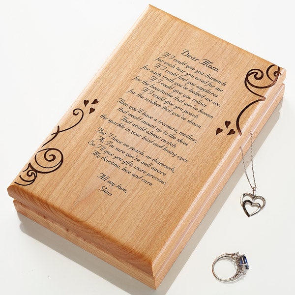 Personalized Wooden Jewelry Box Engraved for Mom - 11355