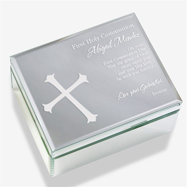 Personalized Mirrored Keepsake Box - First Communion Blessing - 12753