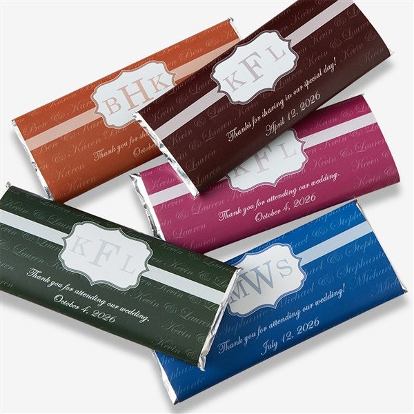 Monogrammed Wedding Favor Candy Bar Wrappers - 13029