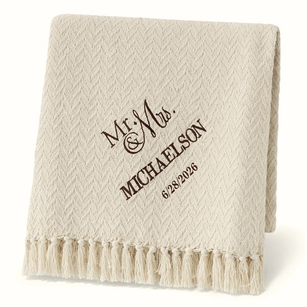 Personalized Couples Afghan - Wedding & Anniversary - 13803