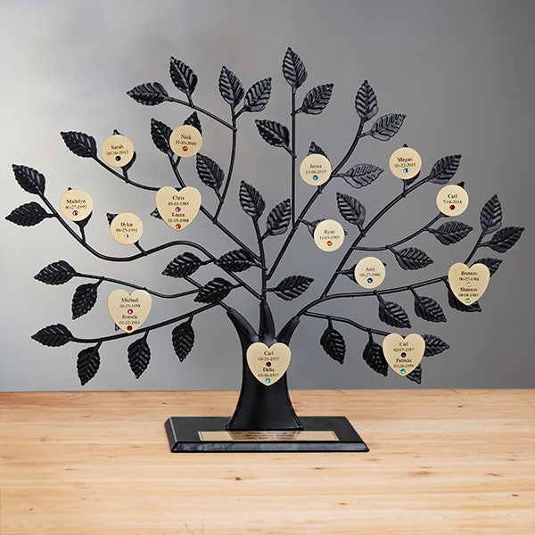 Personalized Birthstone Family Tree Sculpture - Gold - 14191D