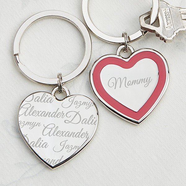 Personalized Heart Keychain - Loved By Mom - 14229