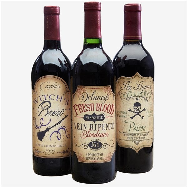 Personalized Wine Bottle Labels - Vintage Halloween - 14753