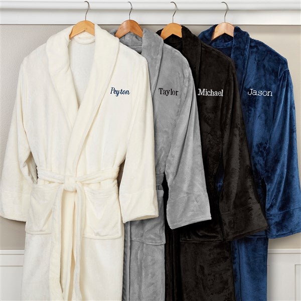 Embroidered Men's Luxury Fleece Robe - Just For Him - 14893