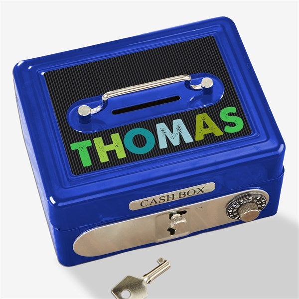 All Mine! Personalized Cash Box - Blue