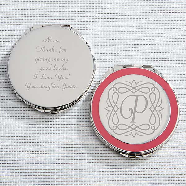 Enchanting Mother Engraved Pink Compact Mirror