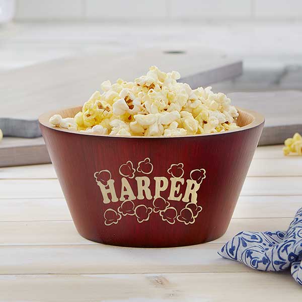 Personalized Bamboo Popcorn Bowls - Popcorn Night - 15898