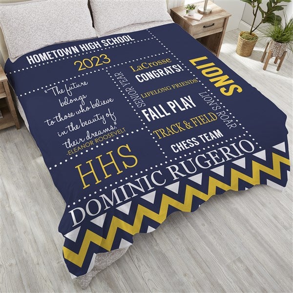 School Memories Personalized Graduation 90x90 Plush Queen Fleece Blanket