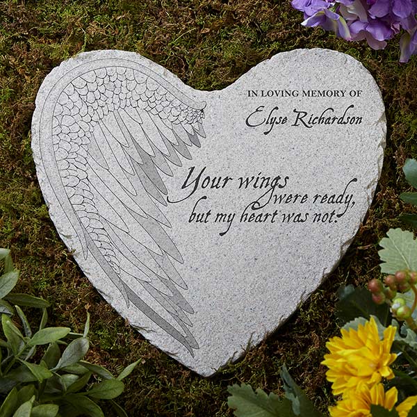Personalized Memorial Heart Garden Stone - Your Wings - 17271