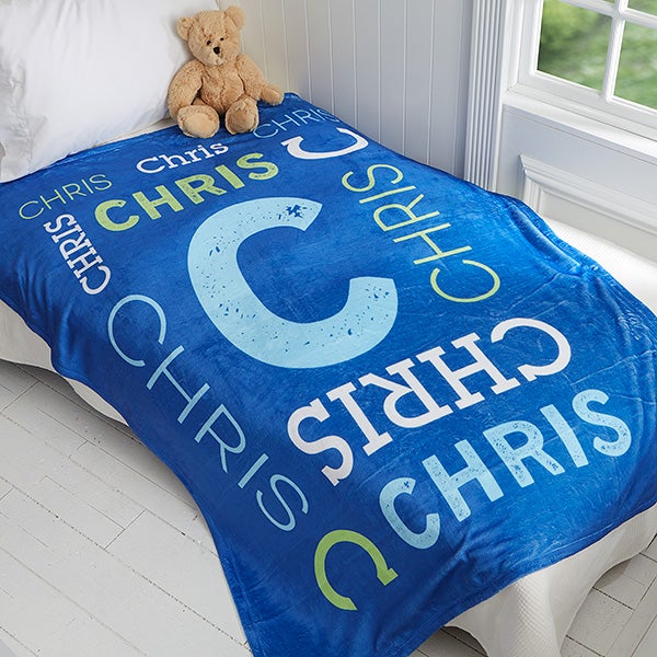 Personalized Fleece Tie Blanket - Repeating Boy Name