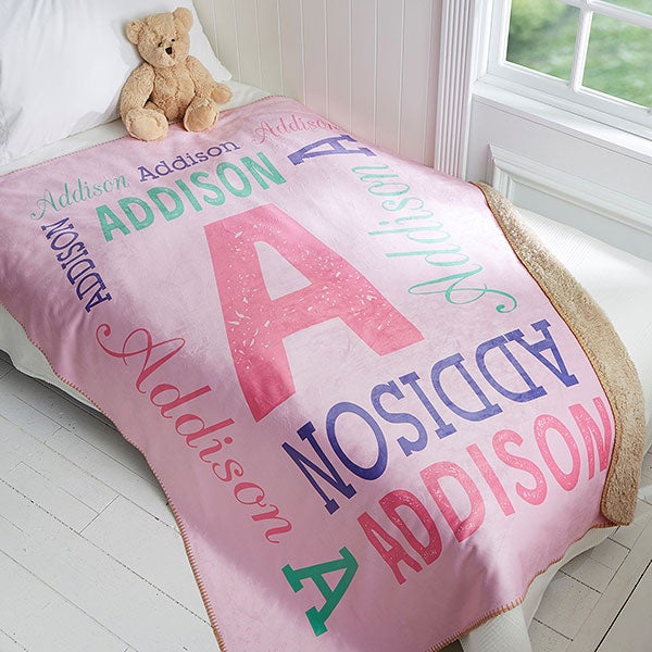 Personalized Repeating Name Kids Blankets - 17428