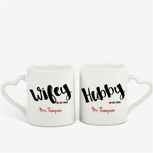 Personalized Married Couple Coffee Mug Set - Wifey And Hubby - 17676