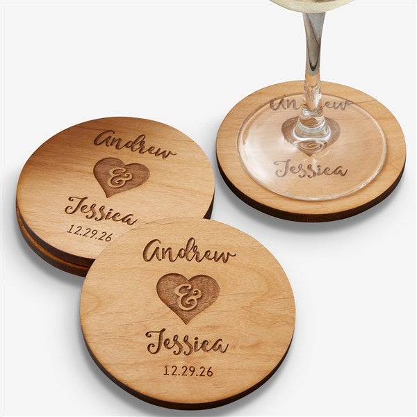 Rustic Wedding Party Favors - Personalized Coasters - 17825