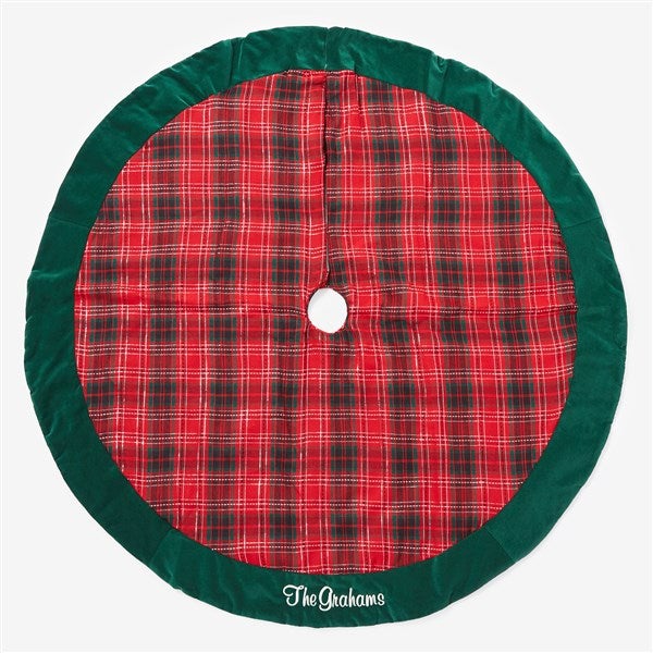 Personalized Holiday Plaid Christmas Tree Skirt - 17896